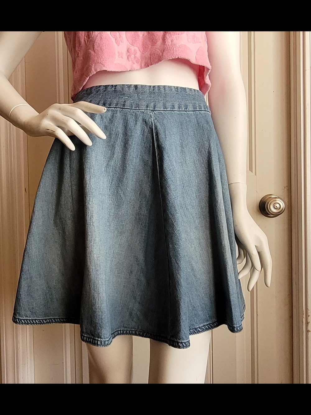 Retro Levi's Light Blue Denim Skater Skirt S